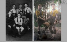  1932 - 1936 - Zapaśnicy Koła Atletycznego "Ruch" w Boguszowicach i piłkarze KS Szyby Jankowice - (foto ze zbiorów L.Waleczek/użytkownika strony)